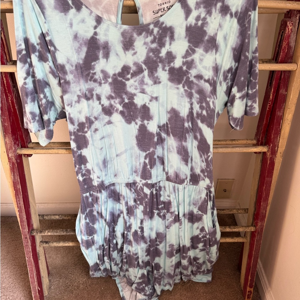 Tie-Dye Short Sleeve Romper